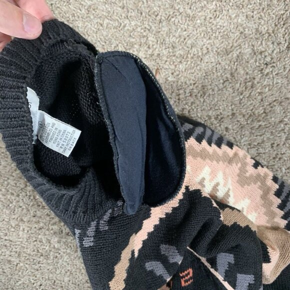 Vintage Crismina Sweater Women's Size 1X Aztec Pattern Black Shoulder Pads - Picture 7 of 8